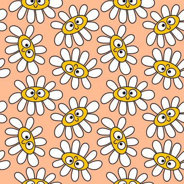 Karikatür yaz eskimiş çiçek desenleri ambalaj kağıtları, kumaşlar, çarşaflar, bahar ambalajları çocuk giysileri baskıları ve şenlikli aksesuarlar için. Yüksek kalite fotoğraf