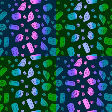 Yaz karikatürü geometrik kristaller kumaşlar ve çarşaflar için ve çocuk giysileri baskısı ve şenlikli ambalaj kağıtları ve moda tekstili. Yüksek kaliteli illüstrasyon