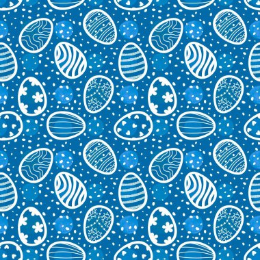 Karikatür Paskalya yumurtaları kumaşlar ve çarşaflar için noktasız polka desenleri ve çocuk giysileri baskısı ve bahar aksesuarları ve ambalaj kağıdı. Yüksek kaliteli illüstrasyon