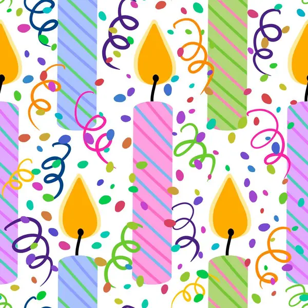 Festive cartoon seamless birthday candle pattern for wrapping paper and fabrics and linens and kids clothes print and fashion textiles and wedding accessories. High quality illustration
