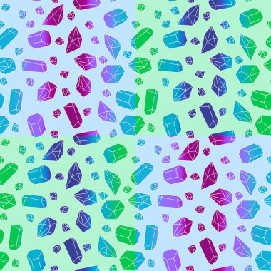 Yaz karikatürü geometrik kristaller kumaşlar ve çarşaflar için ve çocuk giysileri baskısı ve şenlikli ambalaj kağıtları ve moda tekstili. Yüksek kaliteli illüstrasyon