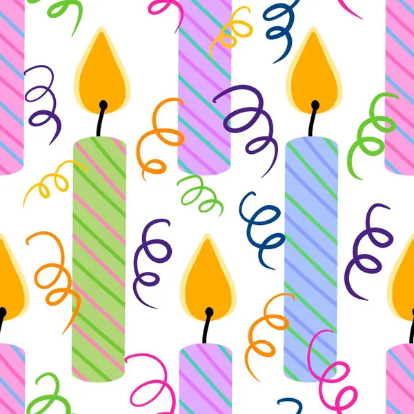Festive cartoon seamless birthday candle pattern for wrapping paper and fabrics and linens and kids clothes print and fashion textiles and wedding accessories. High quality illustration