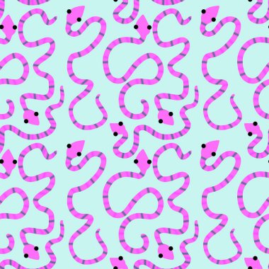 Yaz çizgi filmlerindeki kusursuz yılan desenli ambalaj kağıtları, kumaşlar, çarşaflar, çocuk giysileri baskısı ve yeni yıl, bayram ambalajları ve hayvanat bahçesi aksesuarları. Yüksek kaliteli illüstrasyon