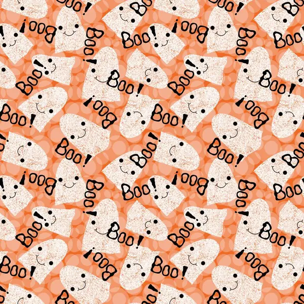 Halloween ghost seamless cartoon pattern for wrapping paper and fabrics and linens and kids clothes print and packaging and festive accessories. High quality illustration