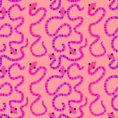 Yaz çizgi filmlerindeki kusursuz yılan desenli ambalaj kağıtları, kumaşlar, çarşaflar, çocuk giysileri baskısı ve yeni yıl, bayram ambalajları ve hayvanat bahçesi aksesuarları. Yüksek kaliteli illüstrasyon