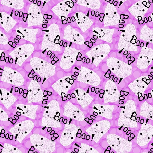 Halloween ghost seamless cartoon pattern for wrapping paper and fabrics and linens and kids clothes print and packaging and festive accessories. High quality illustration