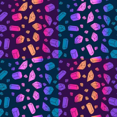 Yaz karikatürü geometrik kristaller kumaşlar ve çarşaflar için ve çocuk giysileri baskısı ve şenlikli ambalaj kağıtları ve moda tekstili. Yüksek kaliteli illüstrasyon