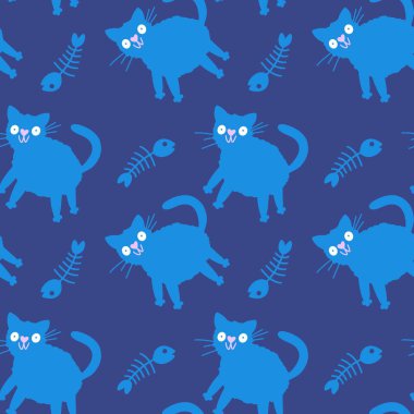 Cadılar Bayramı canavarları kağıt, kumaş ve çarşaf sarmak için kusursuz kedi desenleri ve çocuk giysileri baskısı ve şenlik ambalajı ve parti sonbahar aksesuarları. Yüksek kaliteli illüstrasyon