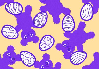 Paskalya yumurtaları ve çizgi filmlerde kağıt, kumaş, çocuk giysisi baskısı, şenlikli ambalajlar, parti aksesuarları ve bahar tekstil ürünleri için kusursuz hayvan desenleri vardır. Yüksek kaliteli illüstrasyon