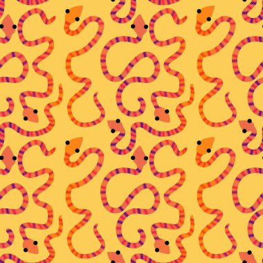 Yaz çizgi filmlerindeki kusursuz yılan desenli ambalaj kağıtları, kumaşlar, çarşaflar, çocuk giysileri baskısı ve yeni yıl, bayram ambalajları ve hayvanat bahçesi aksesuarları. Yüksek kaliteli illüstrasyon