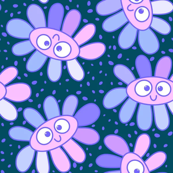 Cartoon summer retro floral seamless flower pattern for wrapping paper and fabrics and linens and spring packaging and kids clothes print and festive accessories. High quality photo