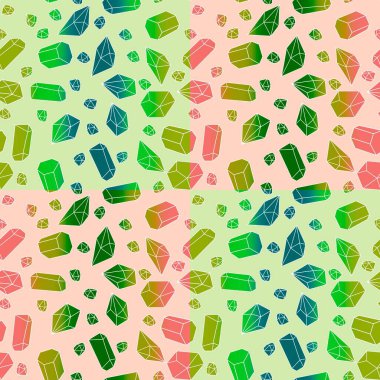 Yaz karikatürü geometrik kristaller kumaşlar ve çarşaflar için ve çocuk giysileri baskısı ve şenlikli ambalaj kağıtları ve moda tekstili. Yüksek kaliteli illüstrasyon