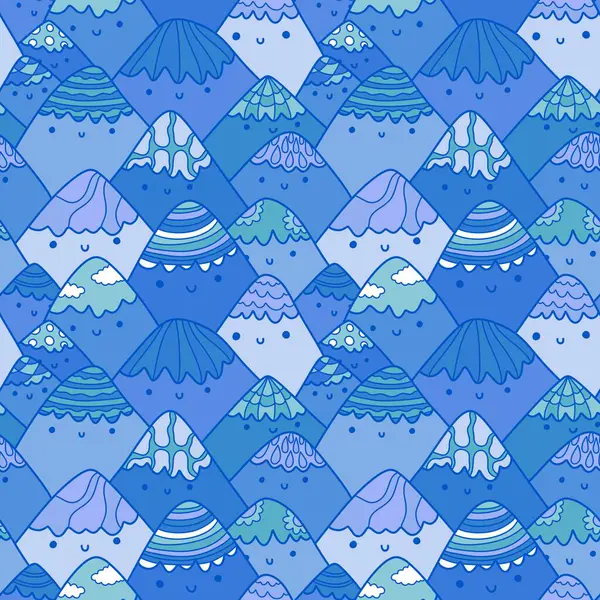 Cartoon mountain seamless vocational pattern for wrapping paper and fabrics and kids clothes print and festive packaging and sports accessories and travel textiles. High quality illustration