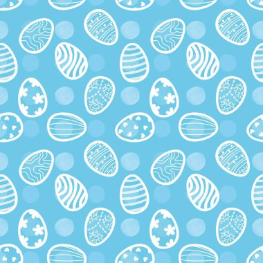 Karikatür Paskalya yumurtaları kumaşlar ve çarşaflar için noktasız polka desenleri ve çocuk giysileri baskısı ve bahar aksesuarları ve ambalaj kağıdı. Yüksek kaliteli illüstrasyon