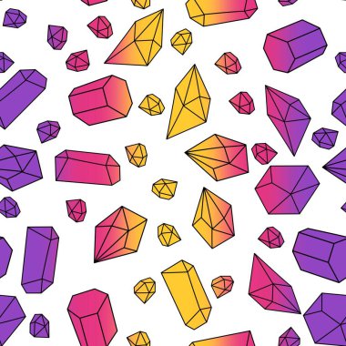 Yaz karikatürü geometrik kristaller kumaşlar ve çarşaflar için ve çocuk giysileri baskısı ve şenlikli ambalaj kağıtları ve moda tekstili. Yüksek kaliteli illüstrasyon