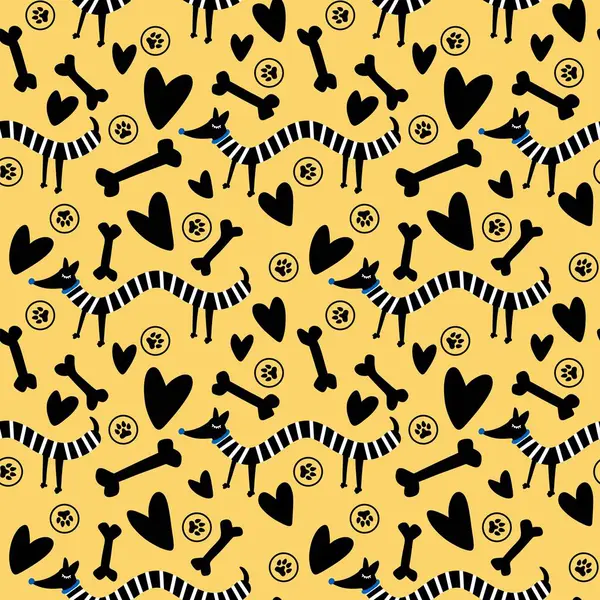 Cartoon animals seamless dogs pattern for wrapping paper and fabrics and linens and kids clothes print and festive packaging and summer accessories. High quality illustration