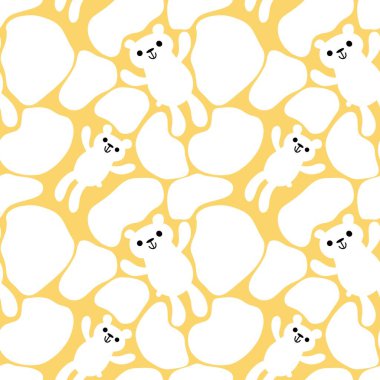 Noel hayvanları kusursuz kutup ayıları, ambalaj kağıtları, kumaşlar, çocuk kıyafetleri ve yeni yıl aksesuarları için buz deseni. Yüksek kaliteli illüstrasyon