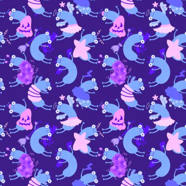 Çizgi filmlerdeki kusursuz kurbağa desenleri kağıt, kumaş, çarşaf, çocuk giysisi baskısı, şenlik ambalajı ve parti aksesuarları için. Yüksek kaliteli illüstrasyon