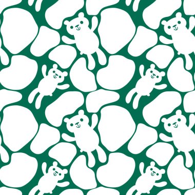 Noel hayvanları kusursuz kutup ayıları, ambalaj kağıtları, kumaşlar, çocuk kıyafetleri ve yeni yıl aksesuarları için buz deseni. Yüksek kaliteli illüstrasyon