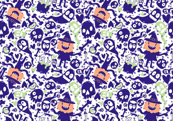 Halloween pumpkins seamless monsters pattern for wrapping paper and fabrics and linens and kids clothes print and festive packaging and autumn party accessories. High quality illustration