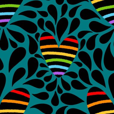 Kumaşlar, çarşaflar, ambalaj kağıtları ve yaz partisi aksesuarları için soyut çizimsiz lgbtq gökkuşağı deseni. Yüksek kaliteli illüstrasyon