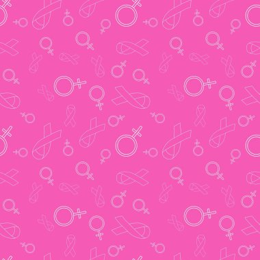 Göğüs kanseri ayı, ambalaj kağıdı, medya aksesuarları ve ilaç tekstili için kusursuz pembe kurdele günü mamografi deseni. Yüksek kaliteli illüstrasyon