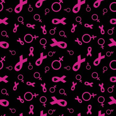 Göğüs kanseri ayı, ambalaj kağıdı, medya aksesuarları ve ilaç tekstili için kusursuz pembe kurdele günü mamografi deseni. Yüksek kaliteli illüstrasyon