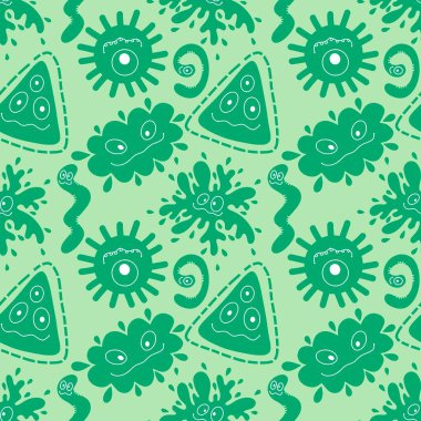 Cartoon monsters seamless emoticons aliens pattern for kids clothes print and wrapping paper and fabrics and linens and kindergarten. High quality illustration