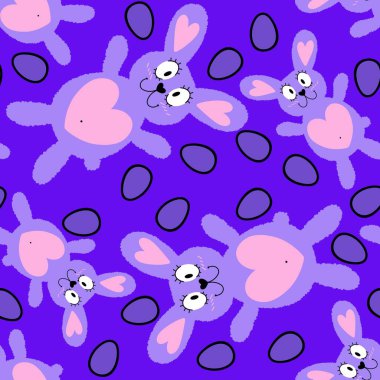 Paskalya hayvanlarının tavşanları kağıt, kumaş ve çarşaf sarmak için kusursuz tavşan desenleri ve çocuk giysileri baskısı ve şenlikli ambalajlar ve parti aksesuarları. Yüksek kaliteli illüstrasyon