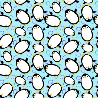 Bahar Paskalya hayvanları, kağıt, kumaş ve çarşaf sarmak için kusursuz penguen ve yumurta desenleri ve çocuk giysileri baskısı ve parti aksesuarları ve şenlikli ambalajlar. Yüksek kaliteli illüstrasyon