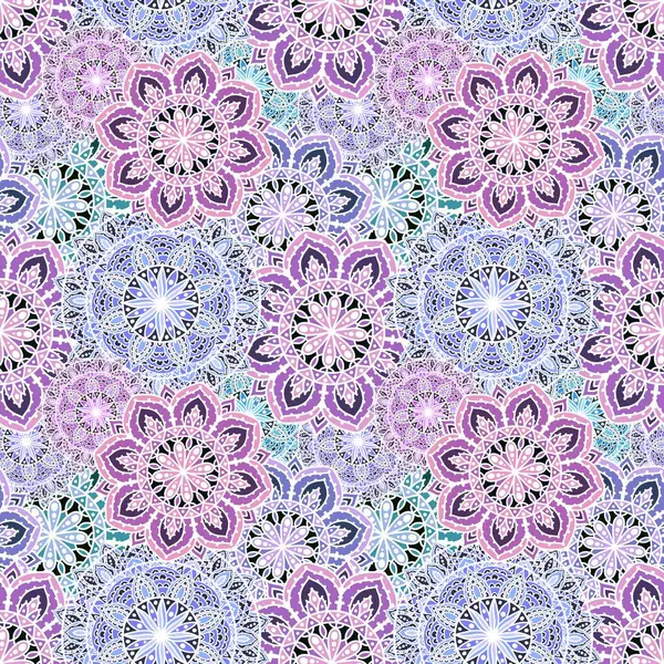 Abstracte Geometrische Bloemen Naadloze Mandala Patroon Voor Stoffen Linnengoed Het — Stockfoto