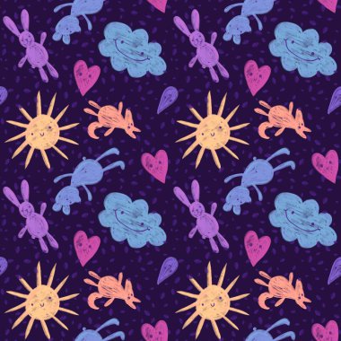 Çizgi filmlerde ayılar, tavşanlar, tilkiler, güneş ve bulutlar kağıt, kumaş ve çocuk kıyafetleri ve yaz aksesuarları için desenler çizilir. Yüksek kaliteli illüstrasyon