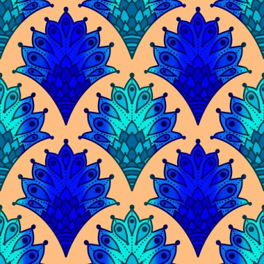 Kağıt, kumaş, çarşaf, çocuk giysisi baskısı, şenlik ambalajı ve parti aksesuarları için kusursuz etnik desenler. Yüksek kaliteli illüstrasyon