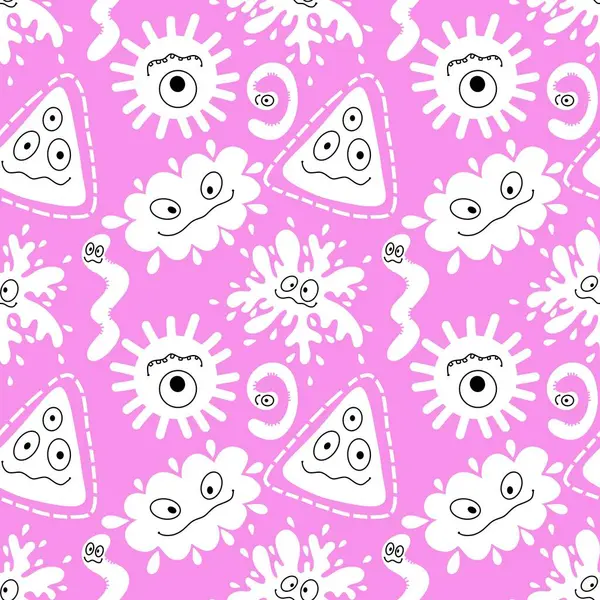 Cartoon monsters seamless emoticons aliens pattern for kids clothes print and wrapping paper and fabrics and linens and kindergarten. High quality illustration