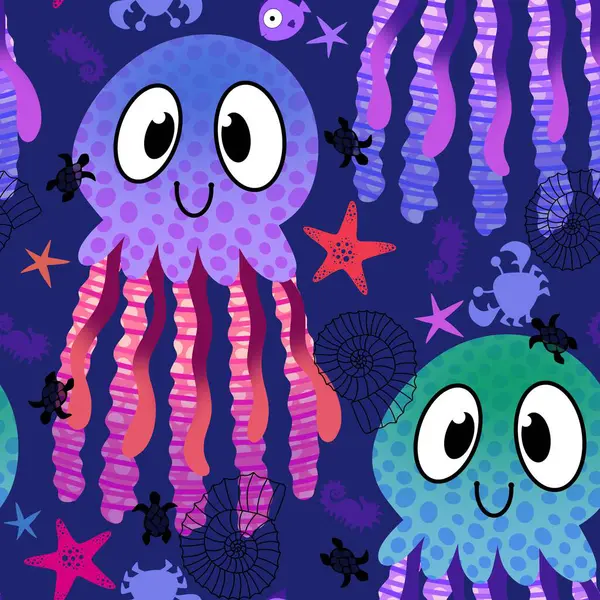 Summer animals seamless octopus pattern for wrapping paper and kids clothes print and fabrics and linens and swimsuit textiles and menu paper. High quality illustration