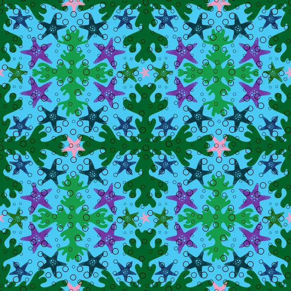 Cartoon animals seamless starfish pattern for fabrics and linens and wrapping paper and summer print and fashion textiles and kids clothes textiles. High quality illustration
