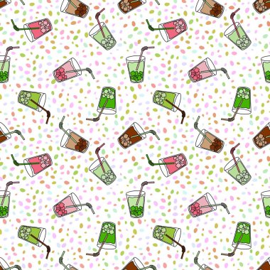Yaz baskılı kokteyller kağıt, kumaş, çarşaf ve kıyafet baskısı ve parti aksesuarları için kusursuz buz kalıpları. Yüksek kaliteli illüstrasyon
