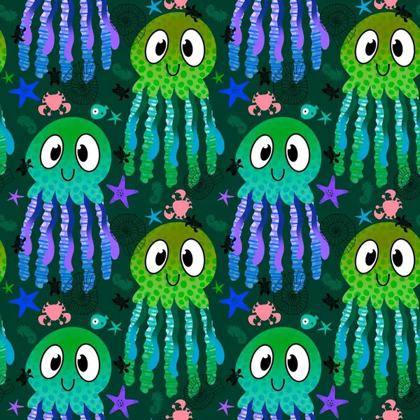 Summer animals seamless octopus pattern for wrapping paper and kids clothes print and fabrics and linens and swimsuit textiles and menu paper. High quality illustration