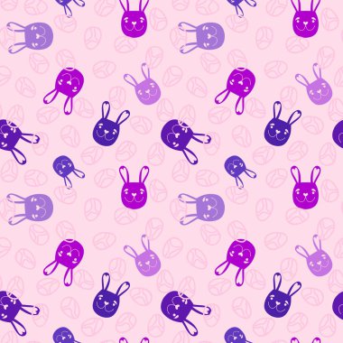 Paskalya hayvanlarının tavşanları kağıt, kumaş ve çarşaf sarmak için kusursuz tavşan desenleri ve çocuk giysileri baskısı ve şenlikli ambalajlar ve parti aksesuarları. Yüksek kaliteli illüstrasyon