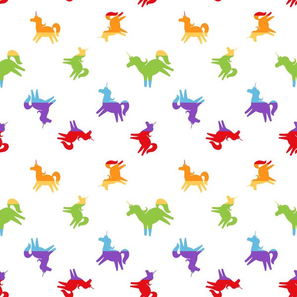 Rainbow lgbt pride animals unicorns seamless horse pattern for fabrics and linens and wrapping paper and party accessories and summer textiles. High quality illustration