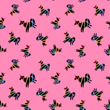 Gökkuşağı lgbt gururlu hayvanlar tek boynuzlu atlar kumaşlar ve çarşaflar için kusursuz at desenleri ve ambalaj kağıdı ve parti aksesuarları ve yaz tekstil ürünleri. Yüksek kaliteli illüstrasyon