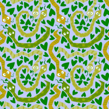 Noel çizgi filmlerindeki kusursuz yılan desenleri. Yeni yıl ambalaj kağıtları, kumaşlar, çarşaflar, çocuk giysileri baskıları ve şenlikli ambalajlar için. Yüksek kaliteli illüstrasyon