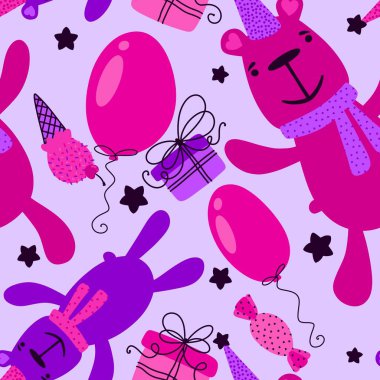 Doğumgünü çizgi filmlerindeki ayılar, balonlar hediye kutuları, kumaşlar, çarşaflar, çocuk resimleri ve parti aksesuarları için dondurma kalıpları. Yüksek kaliteli illüstrasyon