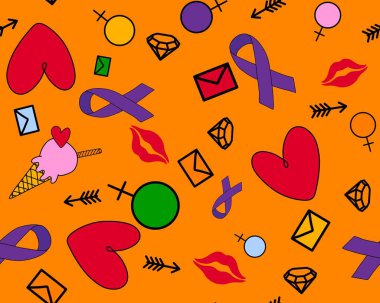 Lgbt karikatür karalaması kağıt, kumaş, çarşaf, giysi tekstil ve parti aksesuarları için kusursuz gökkuşağı deseni. Yüksek kaliteli illüstrasyon