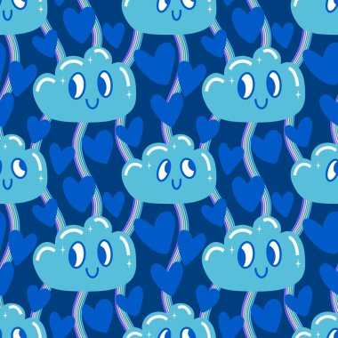 Gökkuşağı ve bulutsuz çizgi film lgbt gurur yaz şablonu kağıt, kumaş, çarşaf, kıyafet baskısı, şenlik ambalajı ve parti aksesuarları. Yüksek kaliteli illüstrasyon