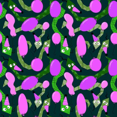 Noel çizgi filmlerindeki kusursuz yılan desenleri. Yeni yıl ambalaj kağıtları, kumaşlar, çarşaflar, çocuk giysileri baskıları ve şenlikli ambalajlar için. Yüksek kaliteli illüstrasyon