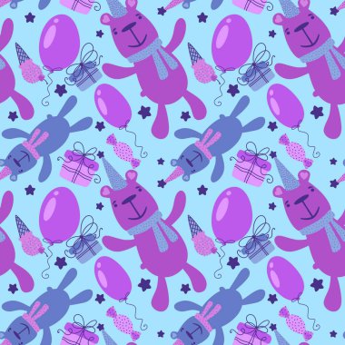 Doğumgünü çizgi filmlerindeki ayılar, balonlar hediye kutuları, kumaşlar, çarşaflar, çocuk resimleri ve parti aksesuarları için dondurma kalıpları. Yüksek kaliteli illüstrasyon