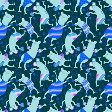 Çizgi film yaz baskısı gökkuşağı lgbt kurbağaları kusursuz gurur hayvan desenleri kağıt, kumaş, çarşaf, giysi tekstil ve parti aksesuarları. Yüksek kaliteli illüstrasyon