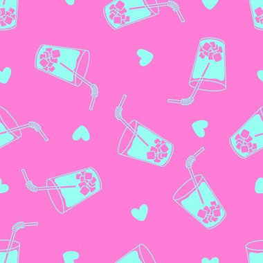 Yaz baskılı kokteyller kağıt, kumaş, çarşaf ve kıyafet baskısı ve parti aksesuarları için kusursuz buz kalıpları. Yüksek kaliteli illüstrasyon