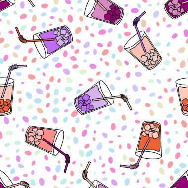 Yaz baskılı kokteyller kağıt, kumaş, çarşaf ve kıyafet baskısı ve parti aksesuarları için kusursuz buz kalıpları. Yüksek kaliteli illüstrasyon